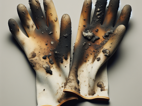 перчатки хлопчатобумажные с резиновым напылением, загрязненные растворимыми в воде неорганическими веществами