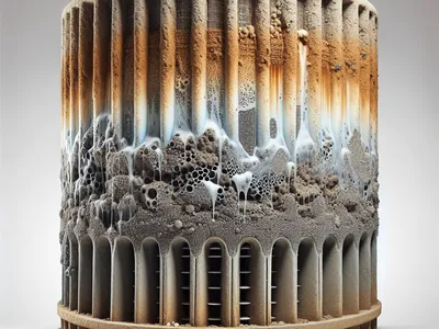 фильтрующая загрузка из песка и гравия, загрязненная соединениями железа и кальция