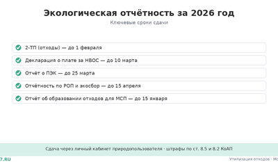Экологическая отчётность за 2026 год: сроки и формы